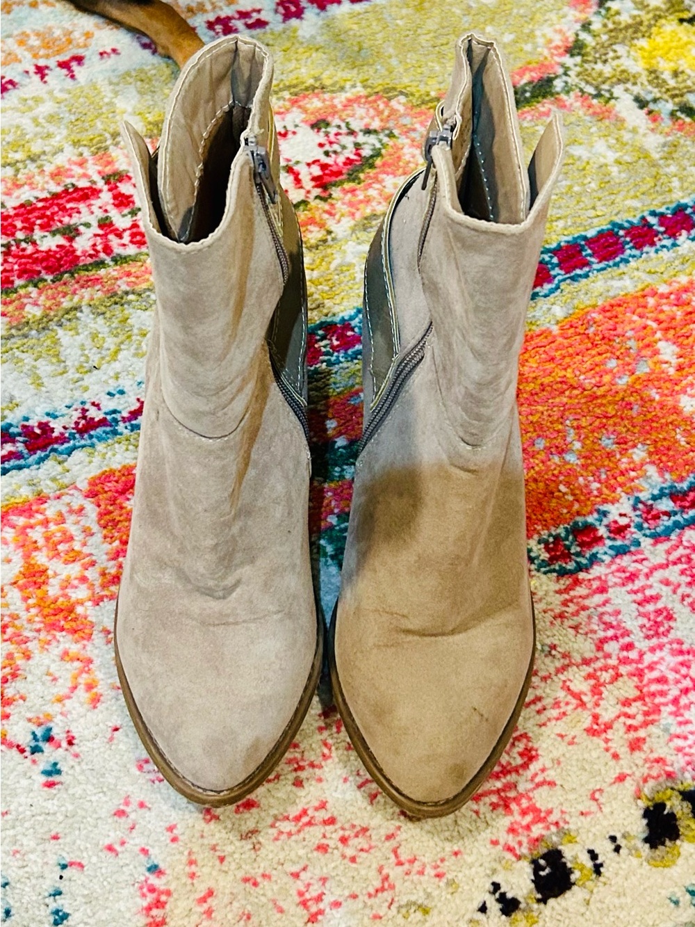 Chase + Chloe Tan Suede Ankle Booties with Side Zip
